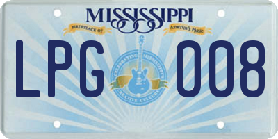 MS license plate LPG008