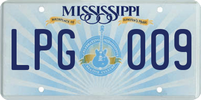 MS license plate LPG009