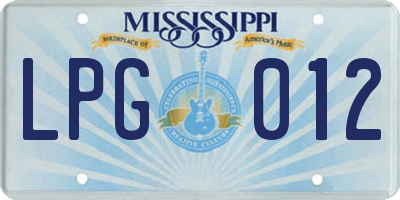 MS license plate LPG012