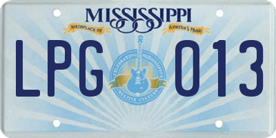 MS license plate LPG013