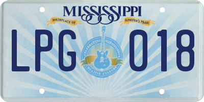 MS license plate LPG018