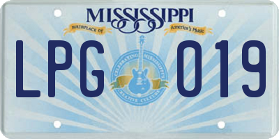 MS license plate LPG019