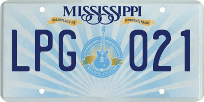 MS license plate LPG021