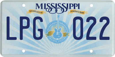 MS license plate LPG022
