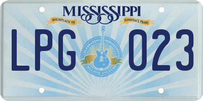 MS license plate LPG023