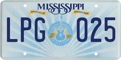 MS license plate LPG025