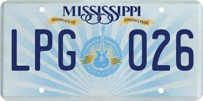 MS license plate LPG026