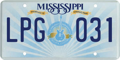 MS license plate LPG031