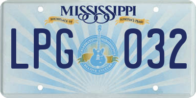 MS license plate LPG032