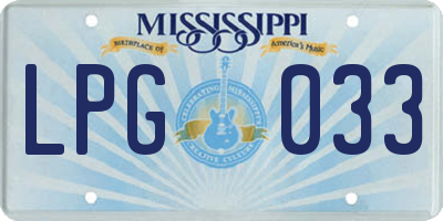 MS license plate LPG033