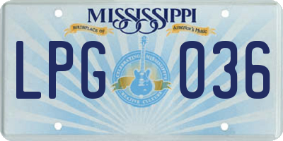 MS license plate LPG036