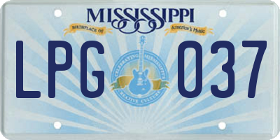 MS license plate LPG037
