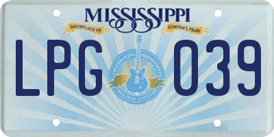 MS license plate LPG039