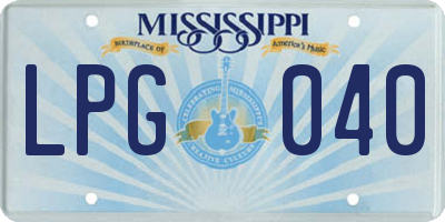 MS license plate LPG040