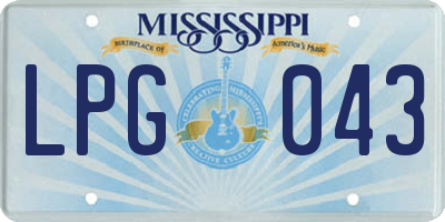 MS license plate LPG043