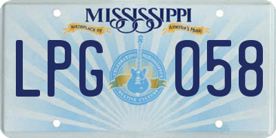 MS license plate LPG058