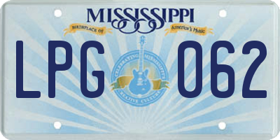 MS license plate LPG062