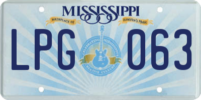 MS license plate LPG063