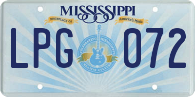 MS license plate LPG072
