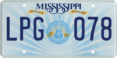 MS license plate LPG078