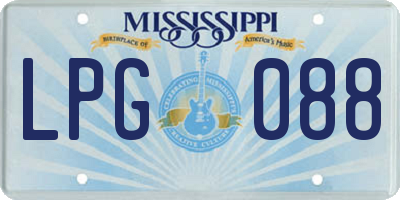 MS license plate LPG088