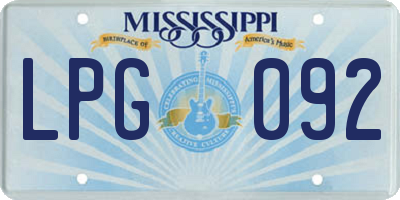 MS license plate LPG092