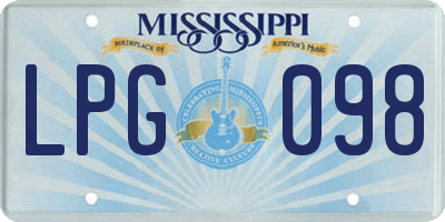 MS license plate LPG098