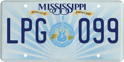 MS license plate LPG099
