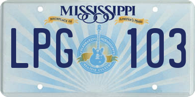 MS license plate LPG103