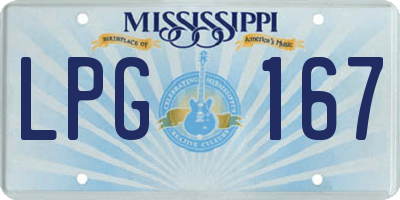 MS license plate LPG167