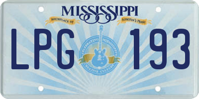 MS license plate LPG193