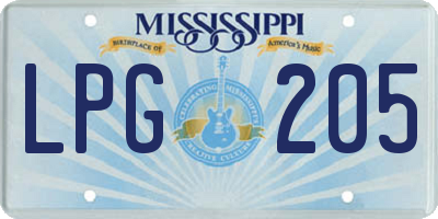 MS license plate LPG205