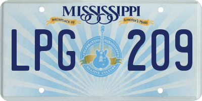 MS license plate LPG209