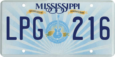 MS license plate LPG216