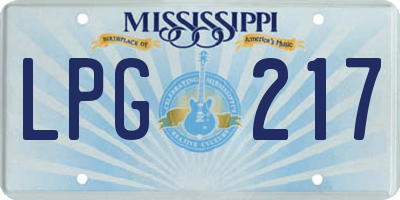 MS license plate LPG217