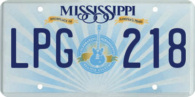 MS license plate LPG218