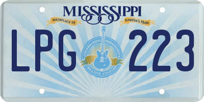 MS license plate LPG223