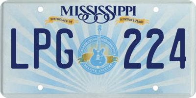 MS license plate LPG224