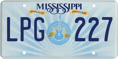 MS license plate LPG227