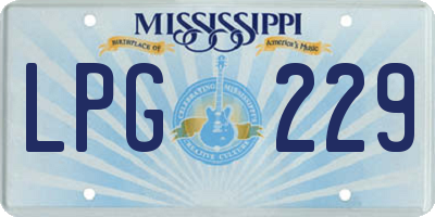 MS license plate LPG229