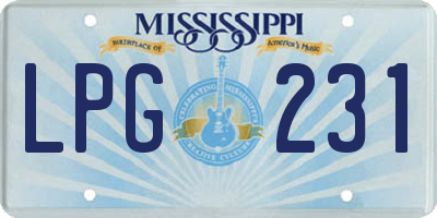 MS license plate LPG231
