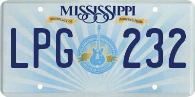 MS license plate LPG232