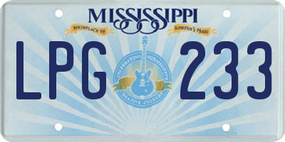 MS license plate LPG233