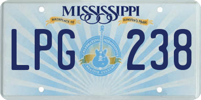 MS license plate LPG238