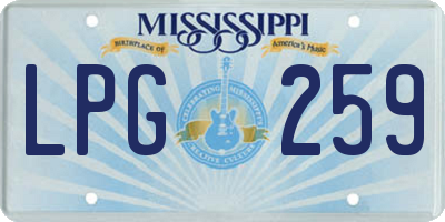 MS license plate LPG259