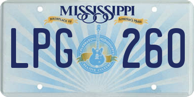 MS license plate LPG260
