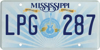 MS license plate LPG287