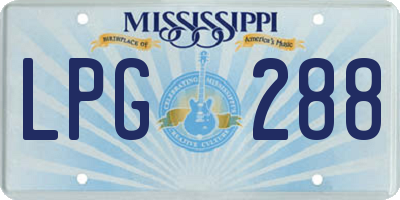 MS license plate LPG288