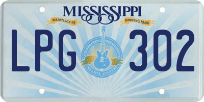 MS license plate LPG302