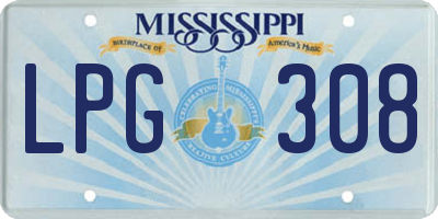 MS license plate LPG308